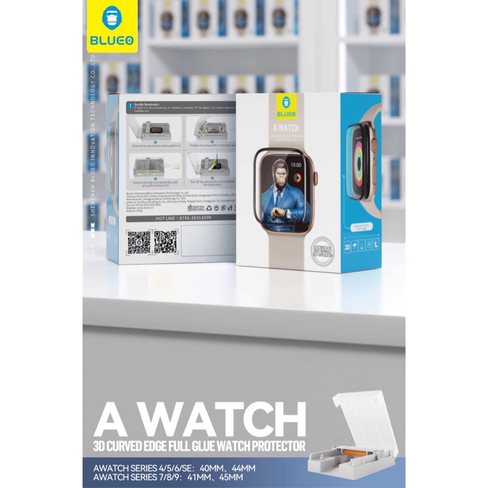 گلس ، محافظ صفحه بلو اپل واچ با کیت نصب اتوماتیک Blueo Apple Watch With Applicator